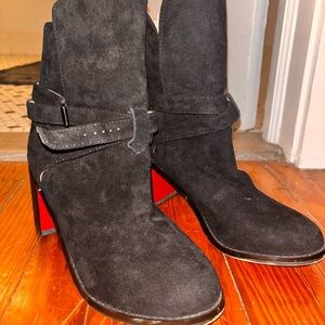 Christian Louboutin Black Suede Heeled Boots